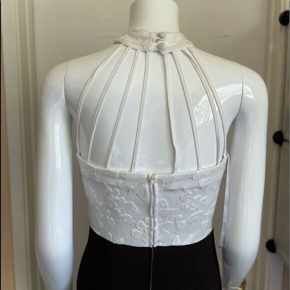 B.DARLING Black and White Halter Maxi Dress - Picture 3 of 12